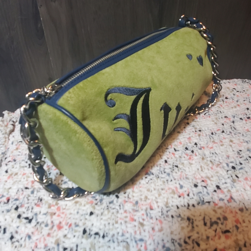 Y2k Juicy Couture Barrel Bag Lime Green Velour - Picture 2 of 13